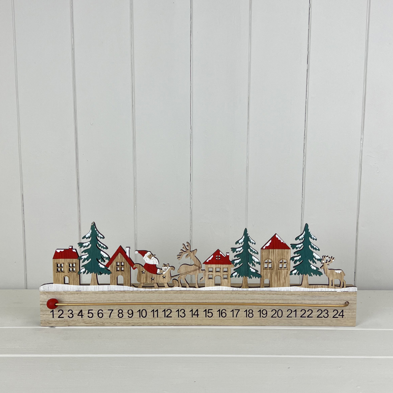 Wooden Christmas Scene Advent Calendar detail page